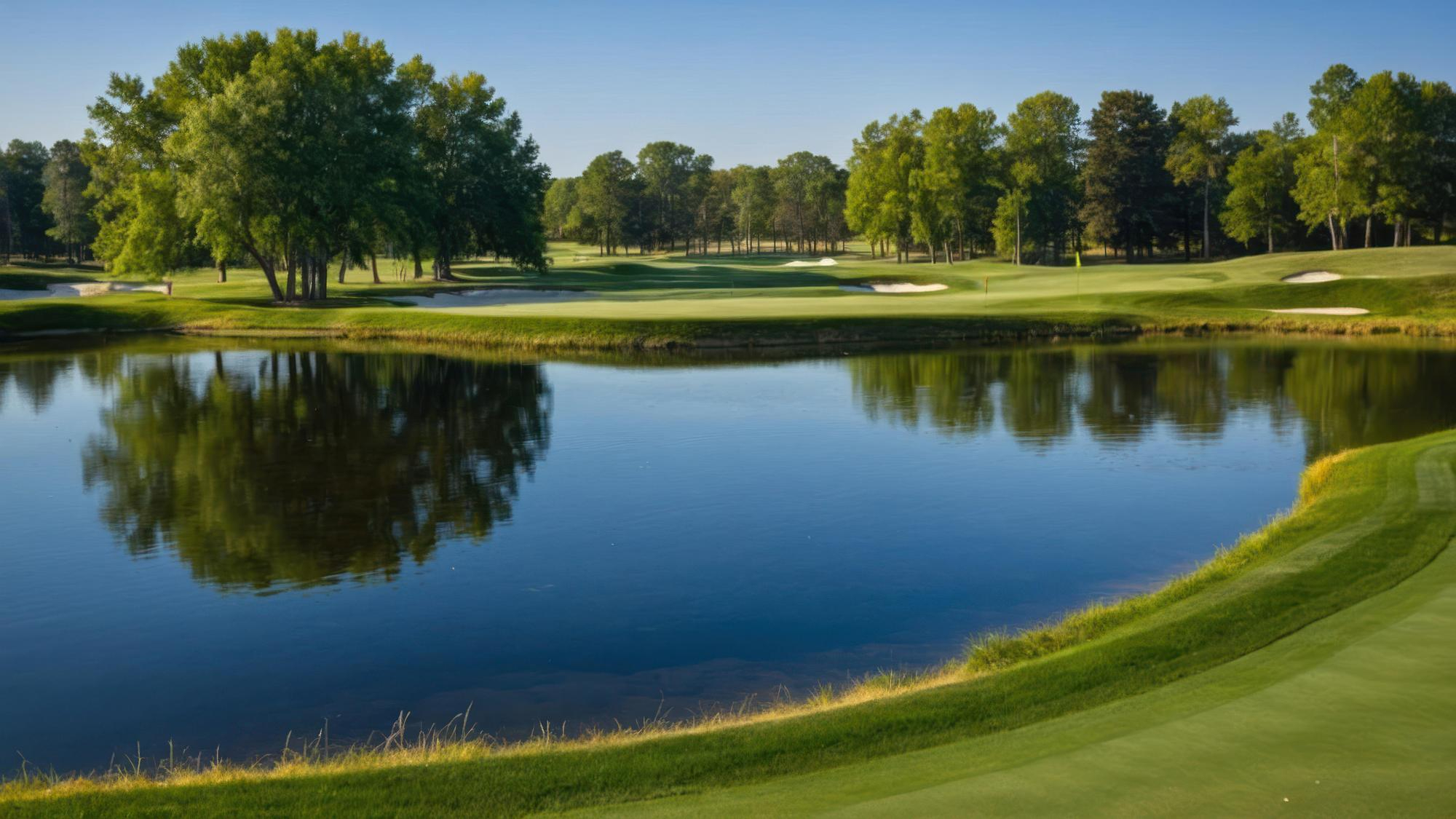 Golfbaan bij zonsopkomst